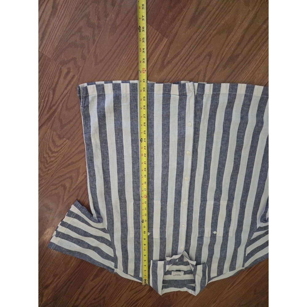 American Eagle Linen Blend Striped Short Sleeve Button Down Shirt Blue XL Tall - Picture 3 of 7
